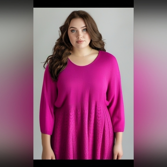 LANE BRYANT PLUS SIZE 14 16 TOP HOT PINK SWEATER FALL WINTER NWT - Picture 1 of 9